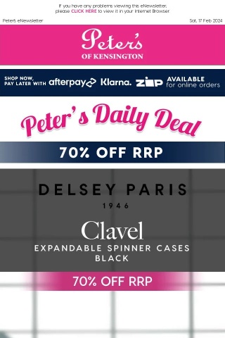 70% off RRP - Delsey Luggage Clearance