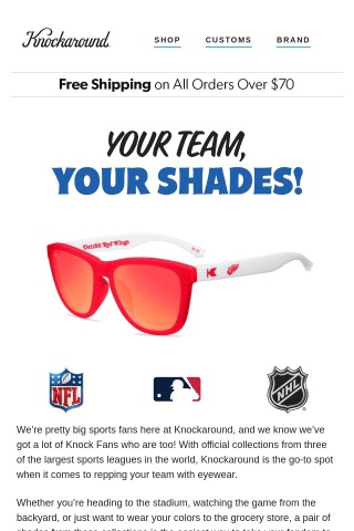 NHL, MLB, NFL | Your Team, Your Shades!