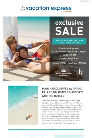 The Deal of the Month is Here🌟 at Grand Palladium Hotels & Resorts and TRS Hotels