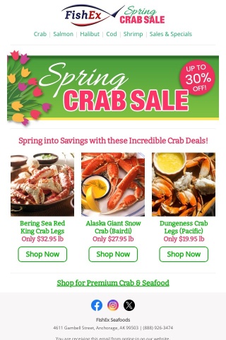 🦀🌷 Don't Miss Out: Spring Crab Sale Happening Now!