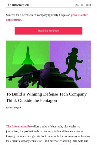Opinion: To Build a Winning Defense Tech Company, Think Outside the Pentagon