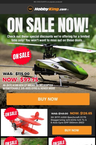 ON SALE NOW - Planes, Helis and MORE!